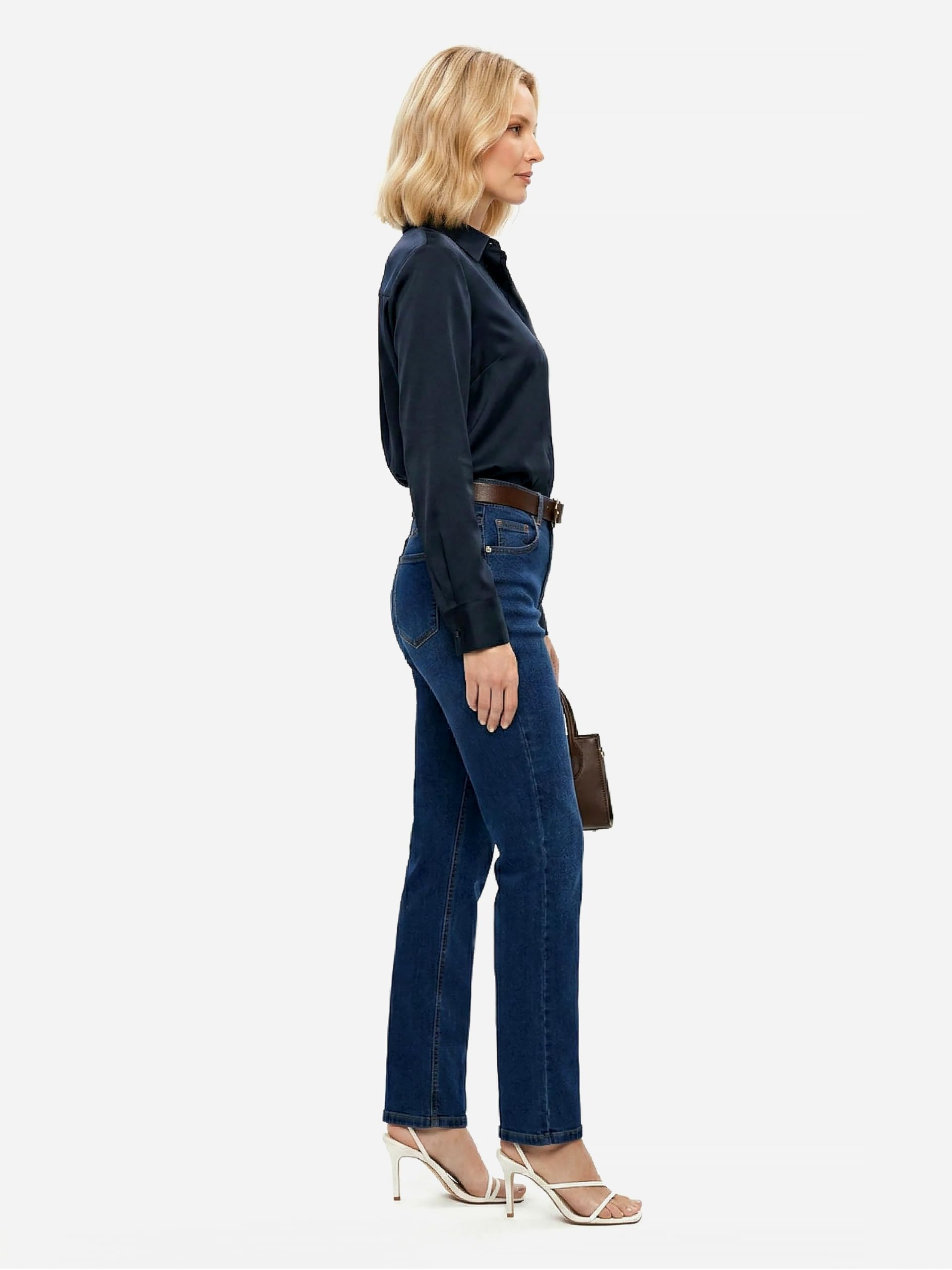 ESRA Stretch Damen Jeans Hose High Waist Jeans Damen Straight Leg Hose bis Übergröße G300