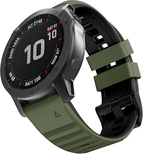 Compatible con Garmin Fenix 66 Pro Band 0.866 pulgadas (0.866 in) Correa de silicona suave de fácil ajuste para relojes inteligentes Fenix 5