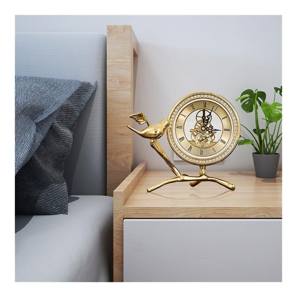 Wecker, Schreibtischuhr, geräuschlos, Kupfer, Retro, 18,5 x 21, cm, for Wohnzimmer, Schlafzimmer, Büro