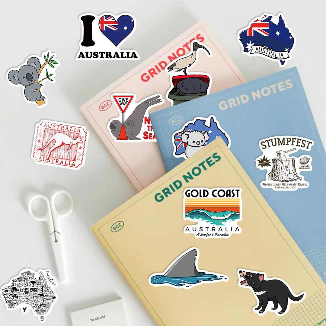 50 Pcs Australia Stickers for Kids Teens Adults Boys Girls Gift,Australia Stickers Pack for Laptop,Skateboard,Luggage,Car,Bike - Image 2