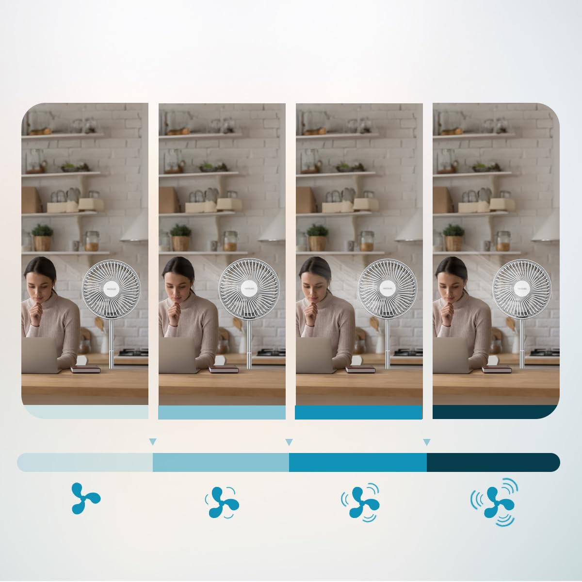Cecotec Ventilatore Telescopico Energysilence 800 Foldair Portable Control. | Wireless con Batteria 7200mAh, Design Pieghevole e Telescopico, 8 Pollici, 4 Velocità, Oscillazione