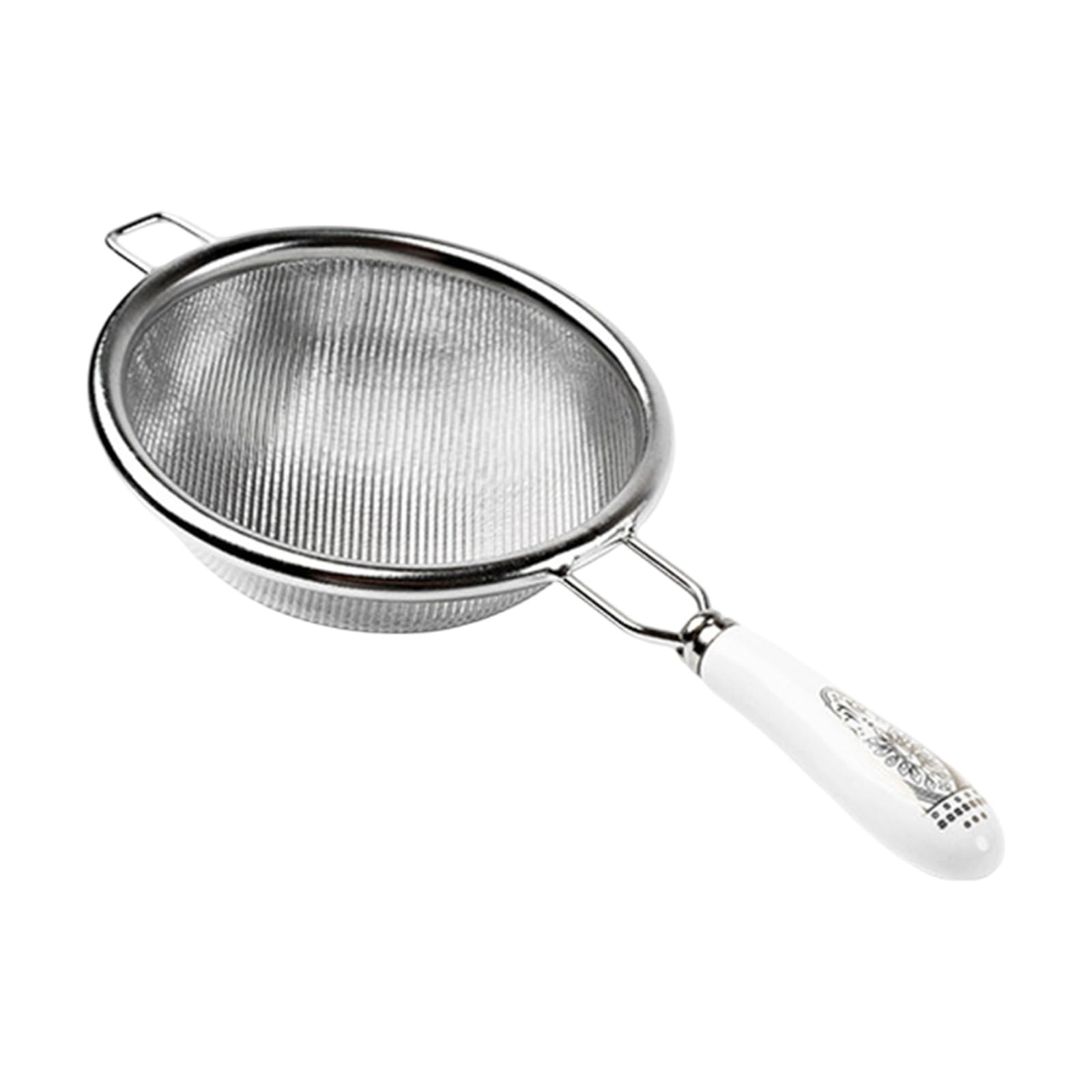 Tea Sieve Ceramic Handle Fine Mesh Tea Infuser with Hook, Stainless Steel Strainer for Loose Leaf Tea, Rice, Spices, Flour Sifter