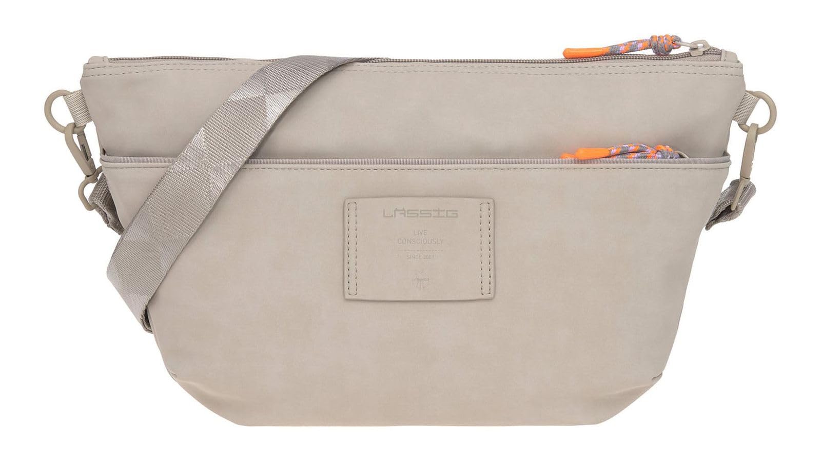 LÄSSIG Bolsa de hombro organizadora para cochecito de bebé Bolsa para cochecito incl. enganche para carrito/GRE Buggy Bum Bag humus