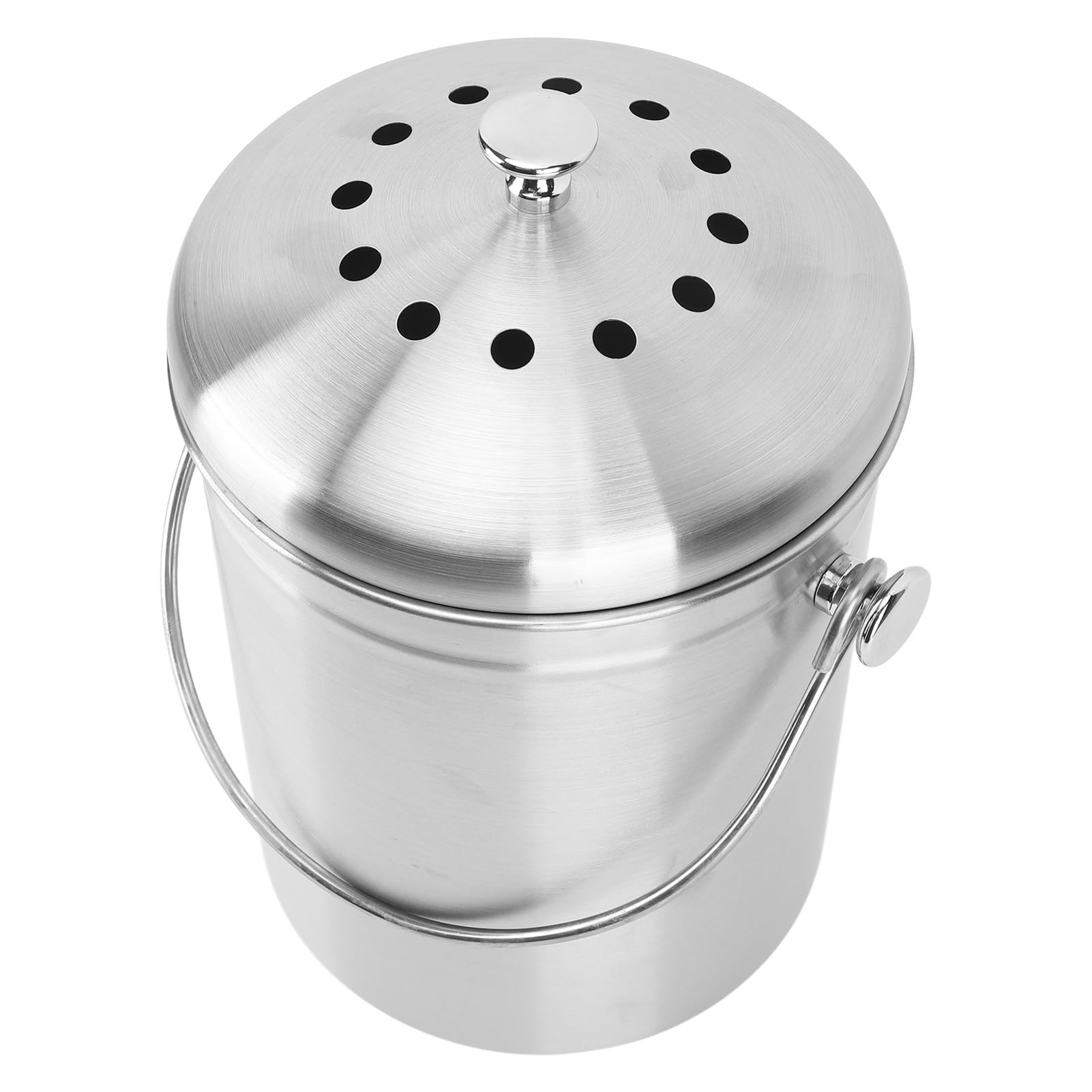 TANIQIACA Countertop Compost Bin Kitchen Compost Bin Round Stainless Steel Remove Odors Composting Bin with Carbon Filters for Kitchen Countertop