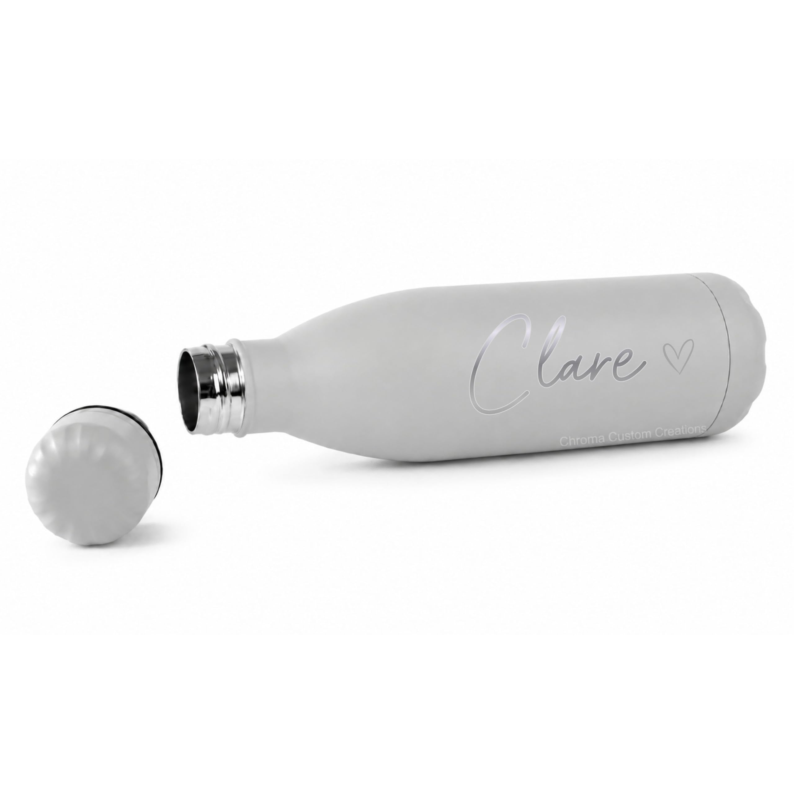 Personalised Water Bottle Stainless Steel Thermal Bottle Custom Name Insulated Flask Leakproof Reusable Bottle for Hot and Cold Drinks 500ml (Light Grey) โ image 1