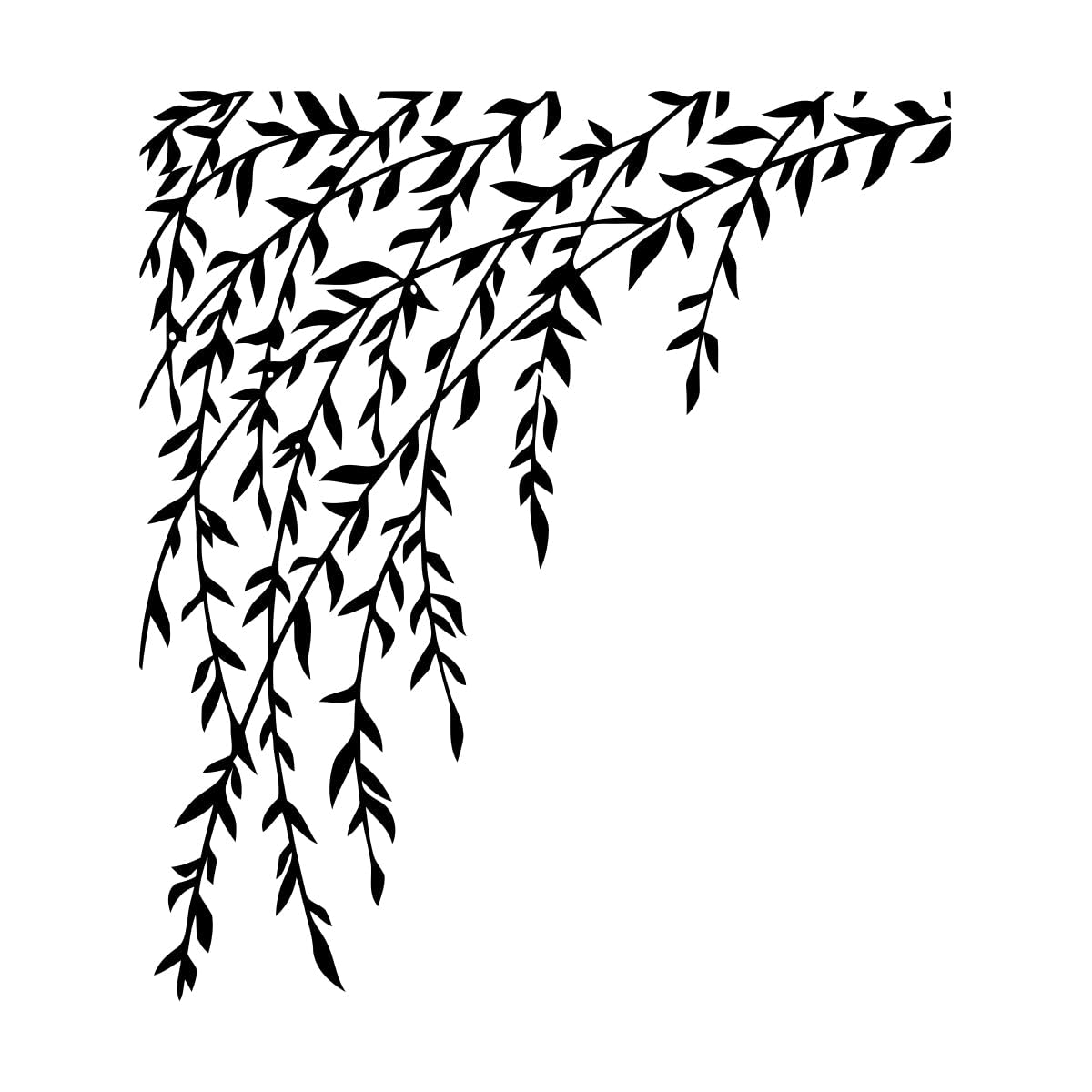 Vinyl Art Sticker Leaves Branches Willow Tree Branches Jungle Woodland Tree 54x61.2cm Can Modify and add Information Large Black