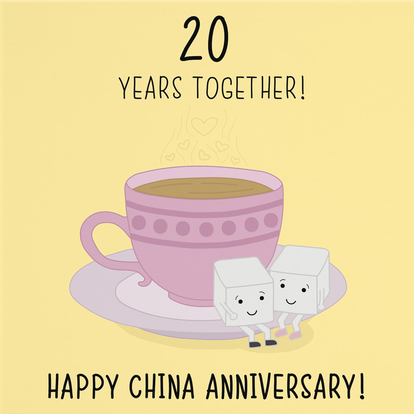 Hunts England, Cute 20th Wedding Anniversary Card, 20 Years, Happy China Anniversary, Fun Tea Cup Design, Iconic Collection - Image 2