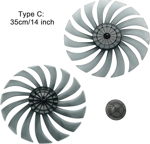 Miniatura 4 de Cuchillas de repuesto para ventilador de 16 pulgadas, 5 hojas con cubierta de tuerca para ventilador de pedestal de pie doméstico de 1214 pulgadas,