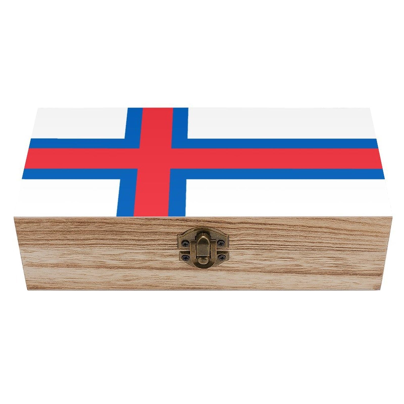 HLBSDM Faroe Islands Flag Wooden Storage Box Craft Memory Keepsake Treasure Chest Box Jewelry Organizer