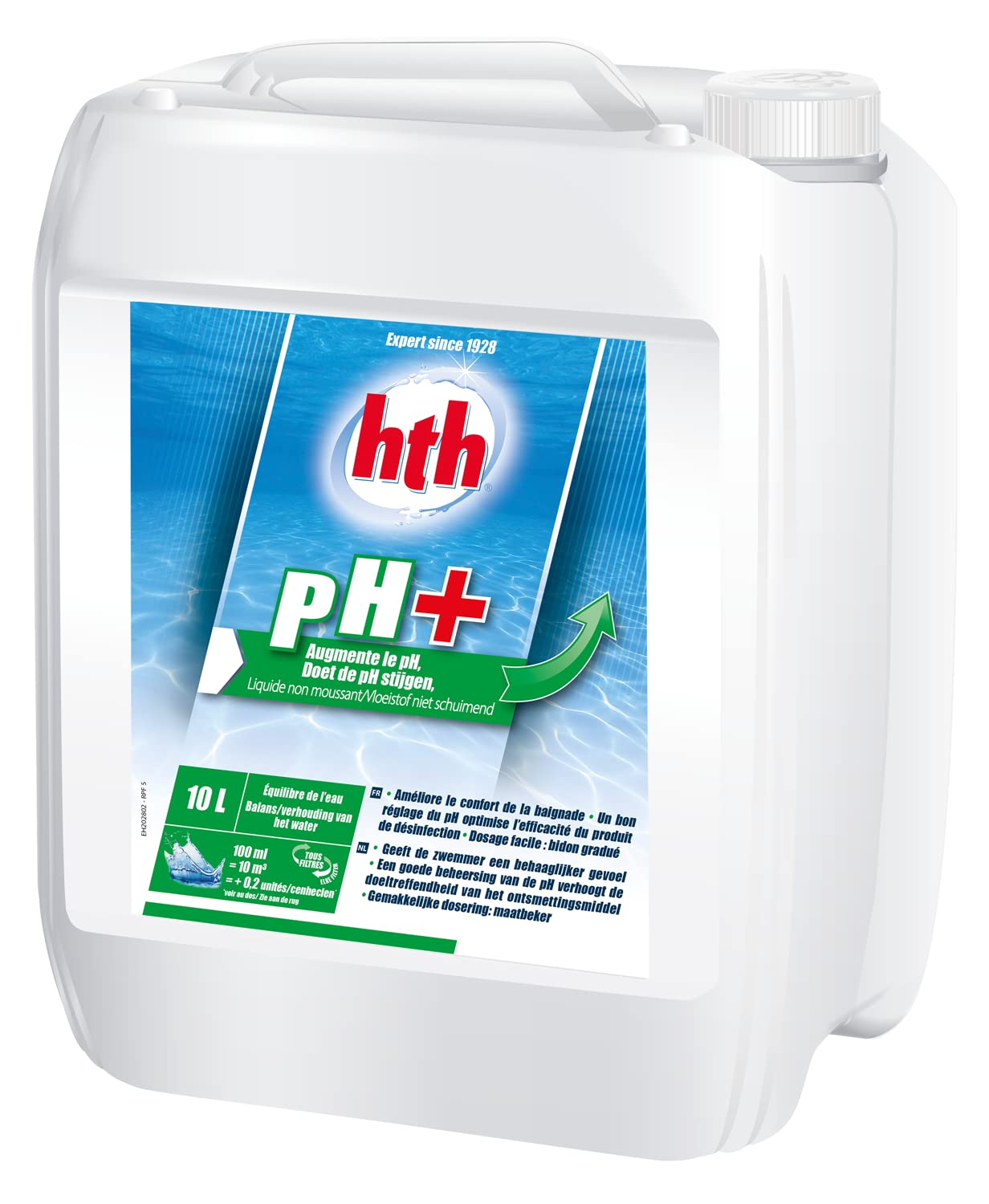 HTH pH Plus Liquide - 10L | Correcteur de pH Liquide - Augmente Le pH + 10 Tests HPS OFFERTS 6 en 1