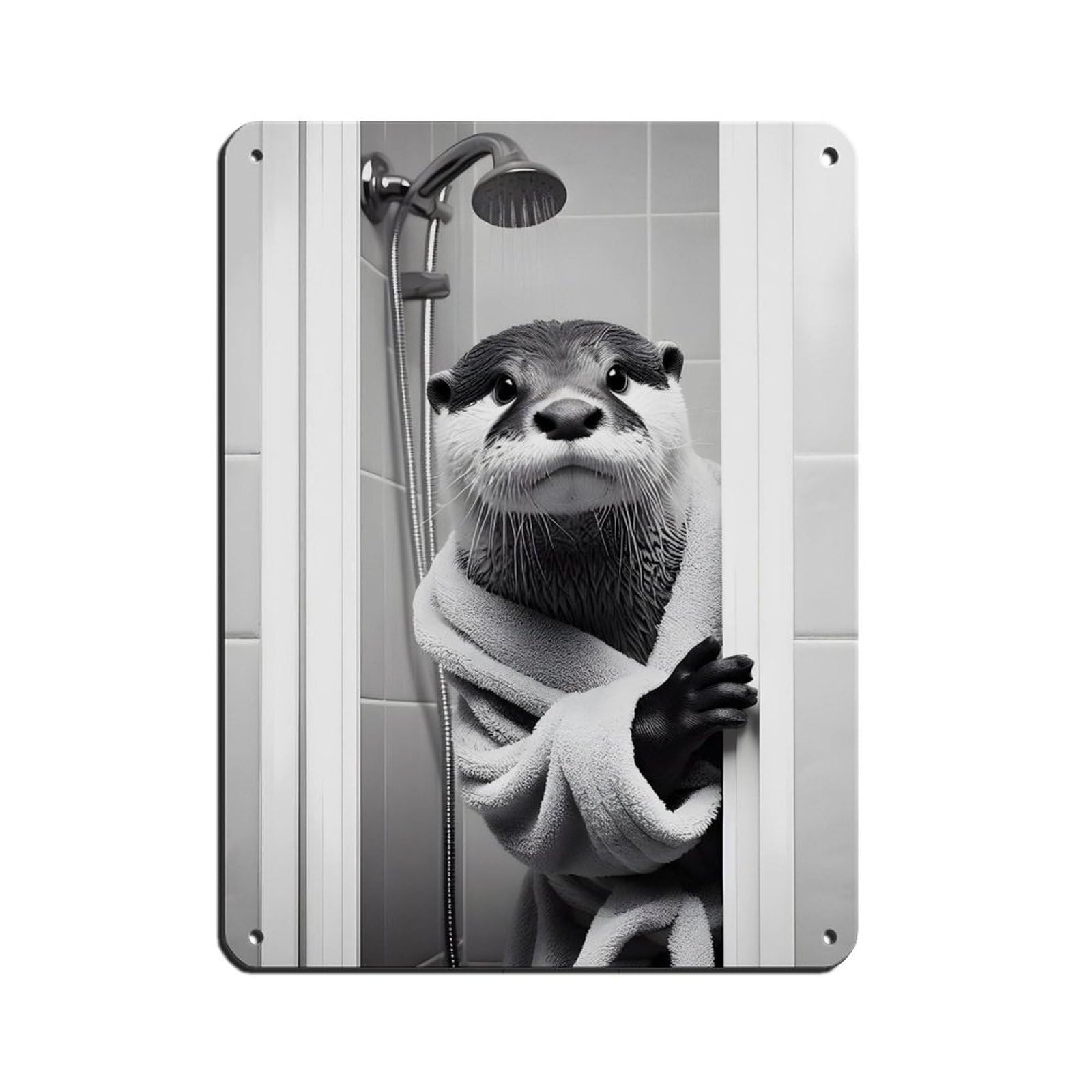 Otter Bathroom Art Poster Retro Poster Metal Tin Sign Chic Art Retro Iron Painting Bar People Cave Cafe Family Garage Poster Wall Decoration 12x16inch(30x40cm)