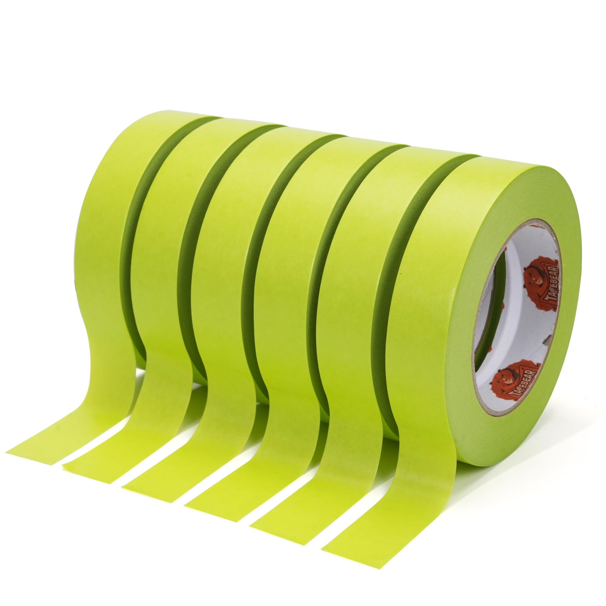 TAPEBEAR Nastro per Pittura 25mm x 55m x 6 Rotoli, Medium Adesione per Linee Nitide, Rimozione Pulita Fino a 21 Giorni, per Interni ed Esterni su Pareti, Auto e Etichettatura