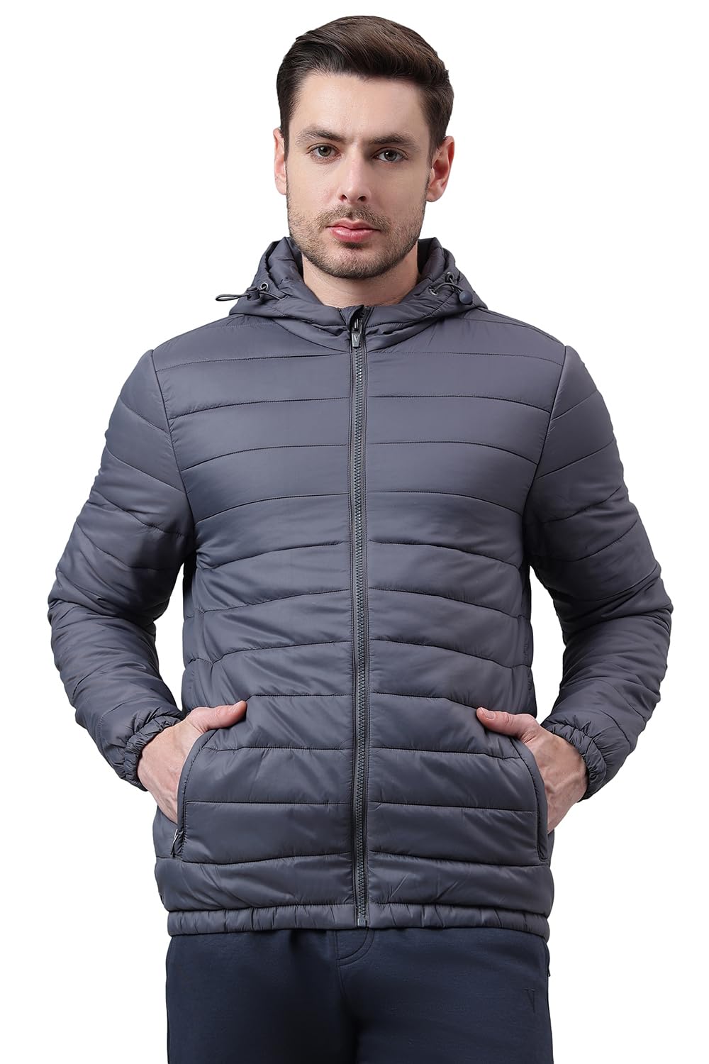 Men Solid Quilted Jacket - High Neck, Zip Front, Full Sleeves-image-38