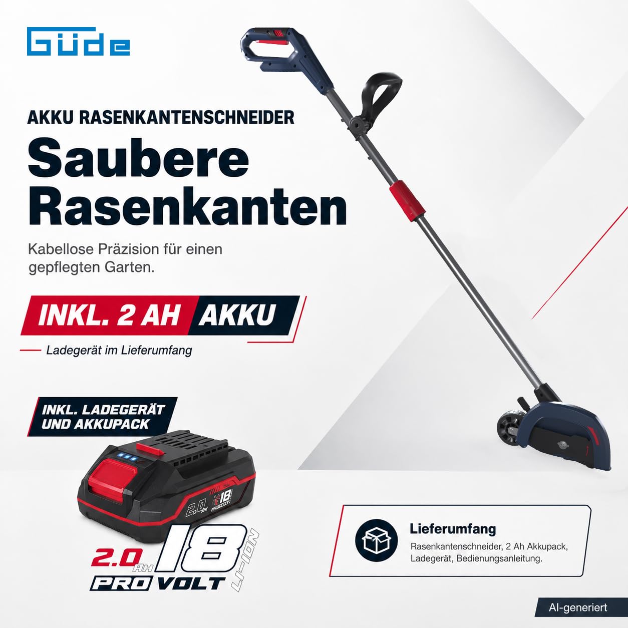 Güde Akku-Rasenkantenschneider RKS 18-201-05 inkl. 2Ah Akku & Ladegerät