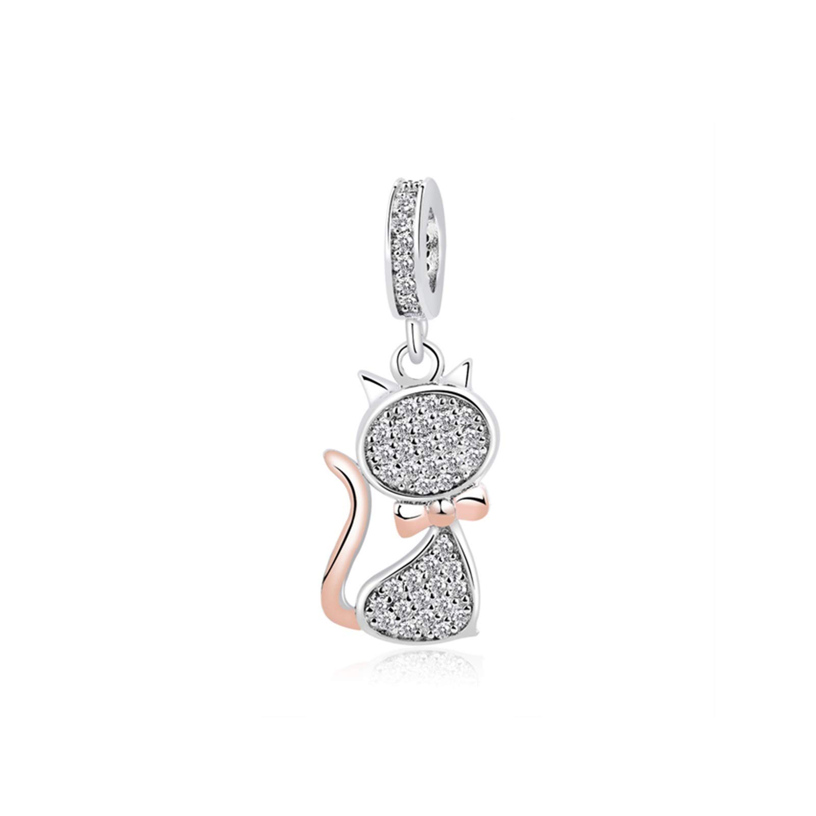 925 Sterling Silver Charme Perles Pendentif Espaceur Clip Charme or Rose Couleur Convient Pour Bracelet Bijoux Diy