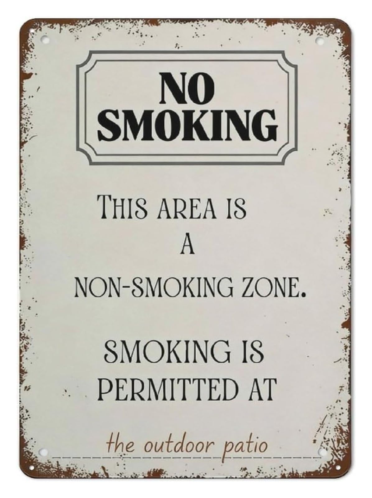 PKNVKZIDK Retro Metal Tin Sign No Smoking Allowed Vintage Wall Decor Plaque for Cafe Restaurant Office with Patio Rules Home Bar Man Cave 8 X 12 Inch