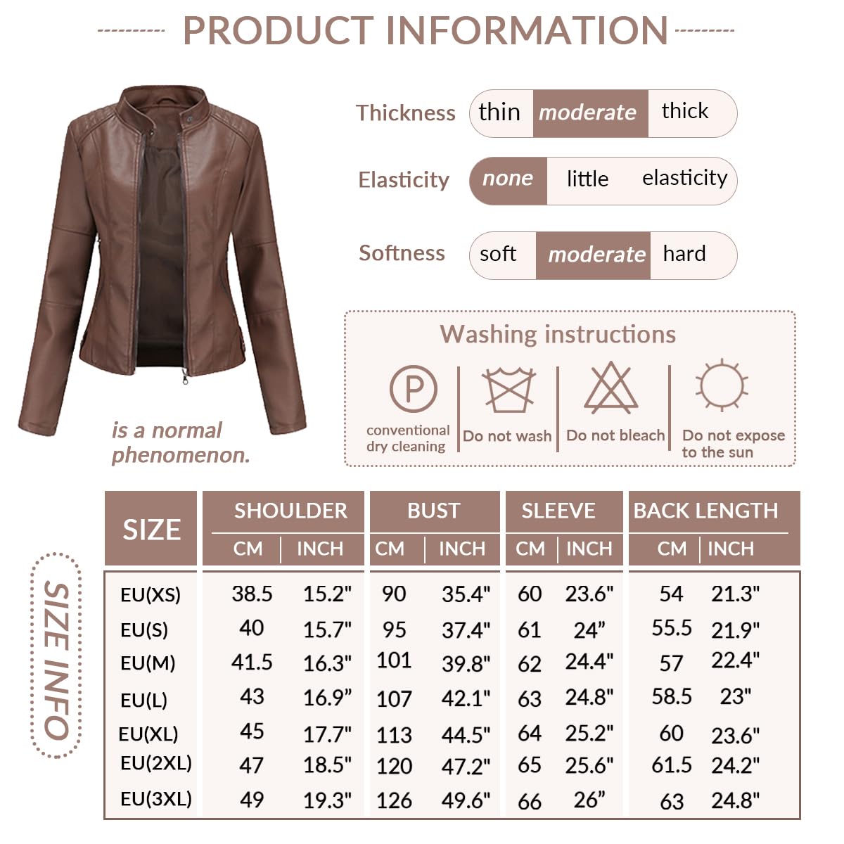 Hiseng Chaqueta de Cuero Sintético para Mujer, PU Chaqueta Cuero Mujer, con Bolsillos con Cremallera, Negra Moda Corta Cazadora, Otoño, Primavera