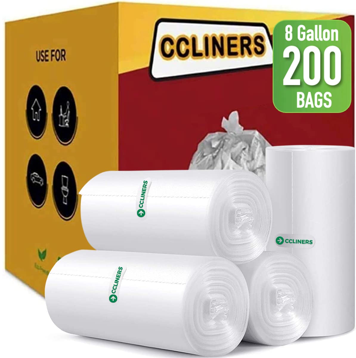 8 Gallon Medium Trash Bags 30 Liter Clear Garbage Bags Kitchen Trash