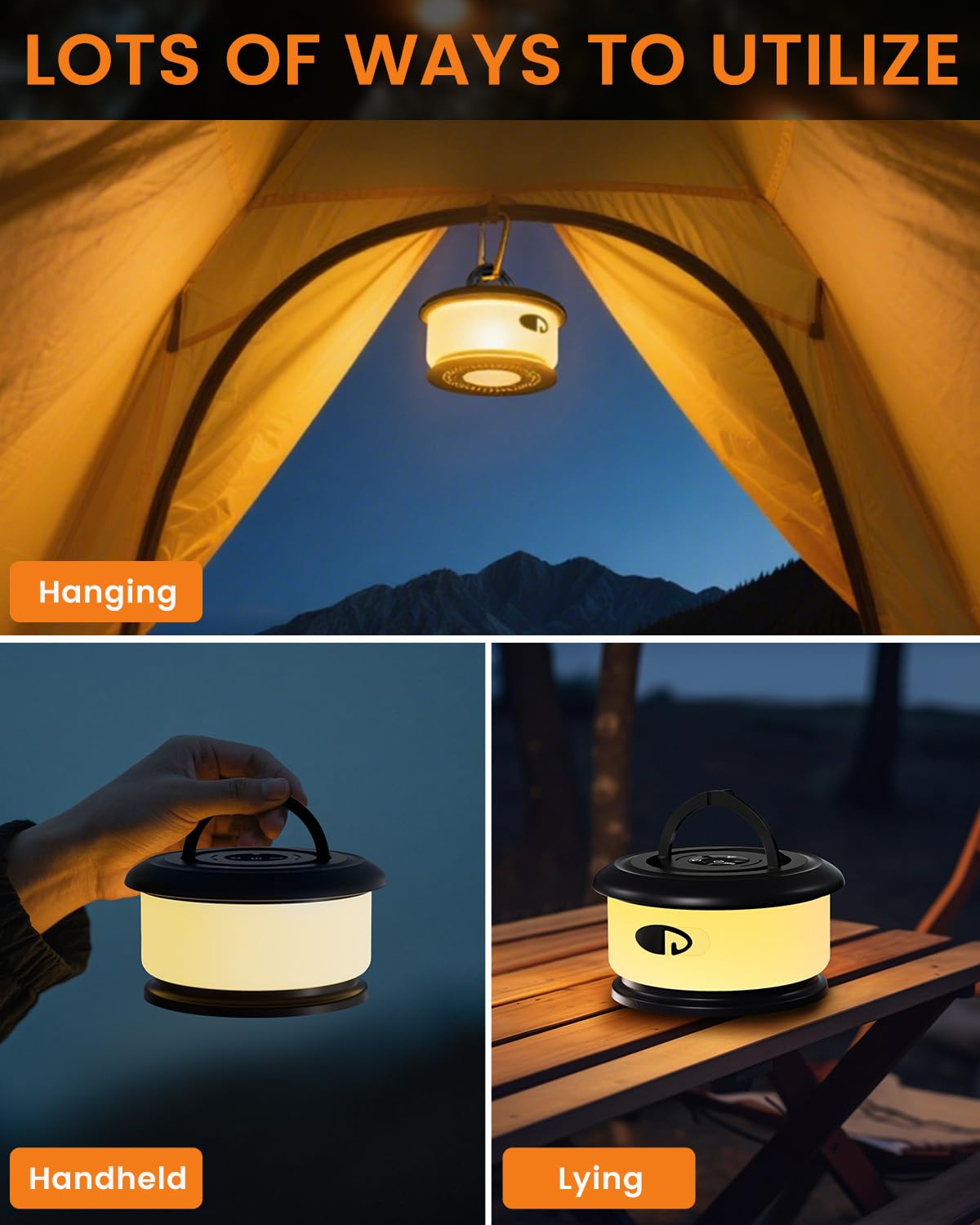 Einziehbare Lichterkette, 10 m RGB-Blitzlampe, wiederaufladbare LED-Seillichter, wasserdicht, tragbare Hängelaterne für Outdoor, Zelt, Terrasse, Baldachin