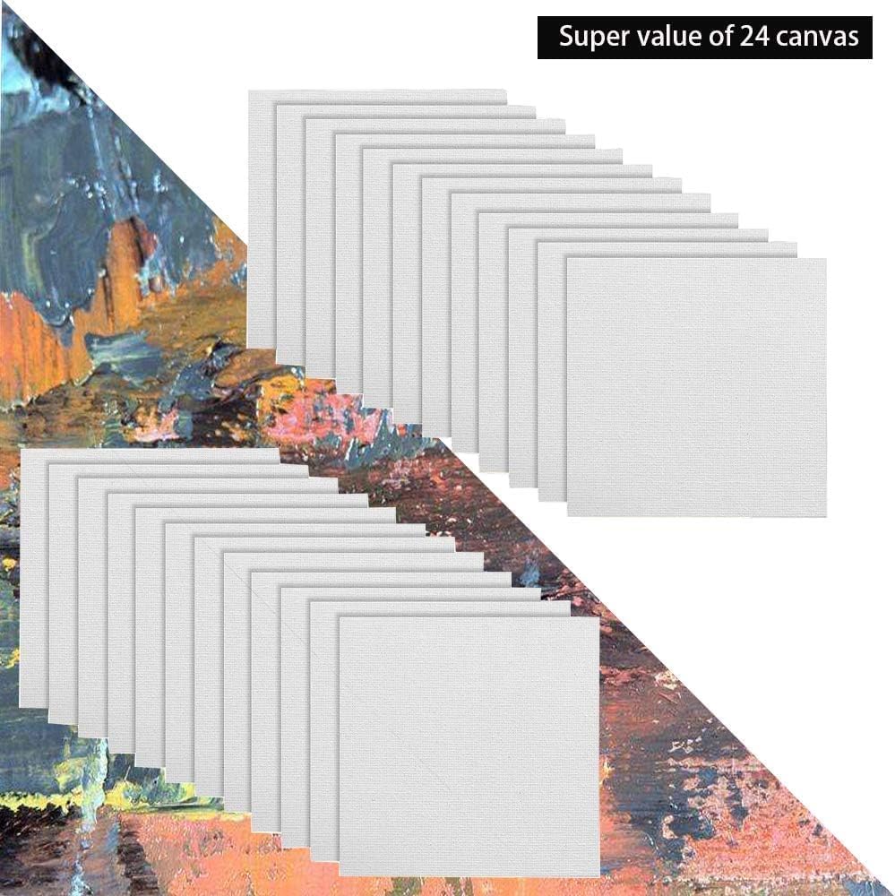 Dele 100 Pack Mini Canvas Panels 4x4 Artist Canvas Boards, Double-Wrapped Acid Free Small Art Canvas Value Pack for Oil & Acrylic Painting.