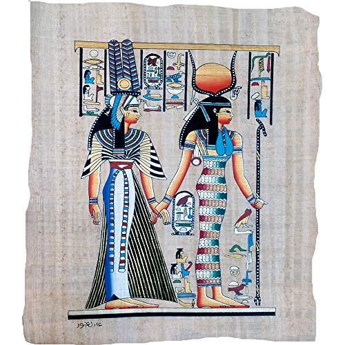 Papyrus égyptien Néfertari et Isis véritable peint main