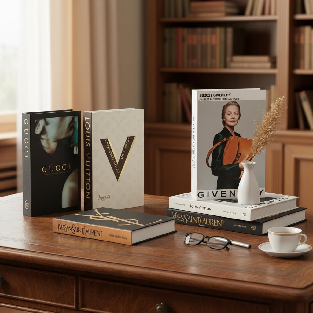 Libri decorativi per la casa, set di 4 eleganti libri falsi di libri da stanza, decorazione estetica per tavolino da caffè, soggiorno, tavolo, decorazione per mensole, moderna copertina rigida