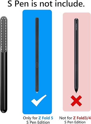 Miniatura 7 de SIXBOX Funda para Samsung Galaxy Z Fold 5 y soporte para bolígrafo S, protección de bisagra y cubierta de la cámara, tarjetero y protector de