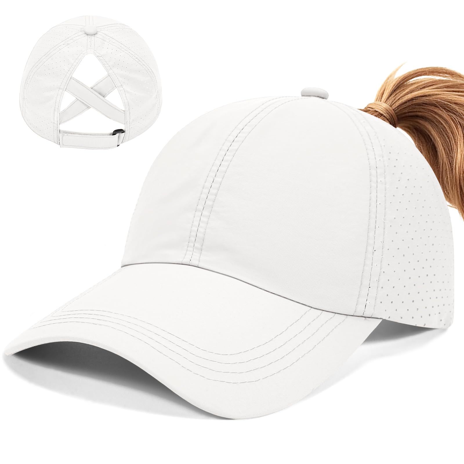 Voqeen Femme Casquette Queue de Cheval Réglable Casquettes Imperméable Baseball Cap Chapeau Soleil Séchage Rapide