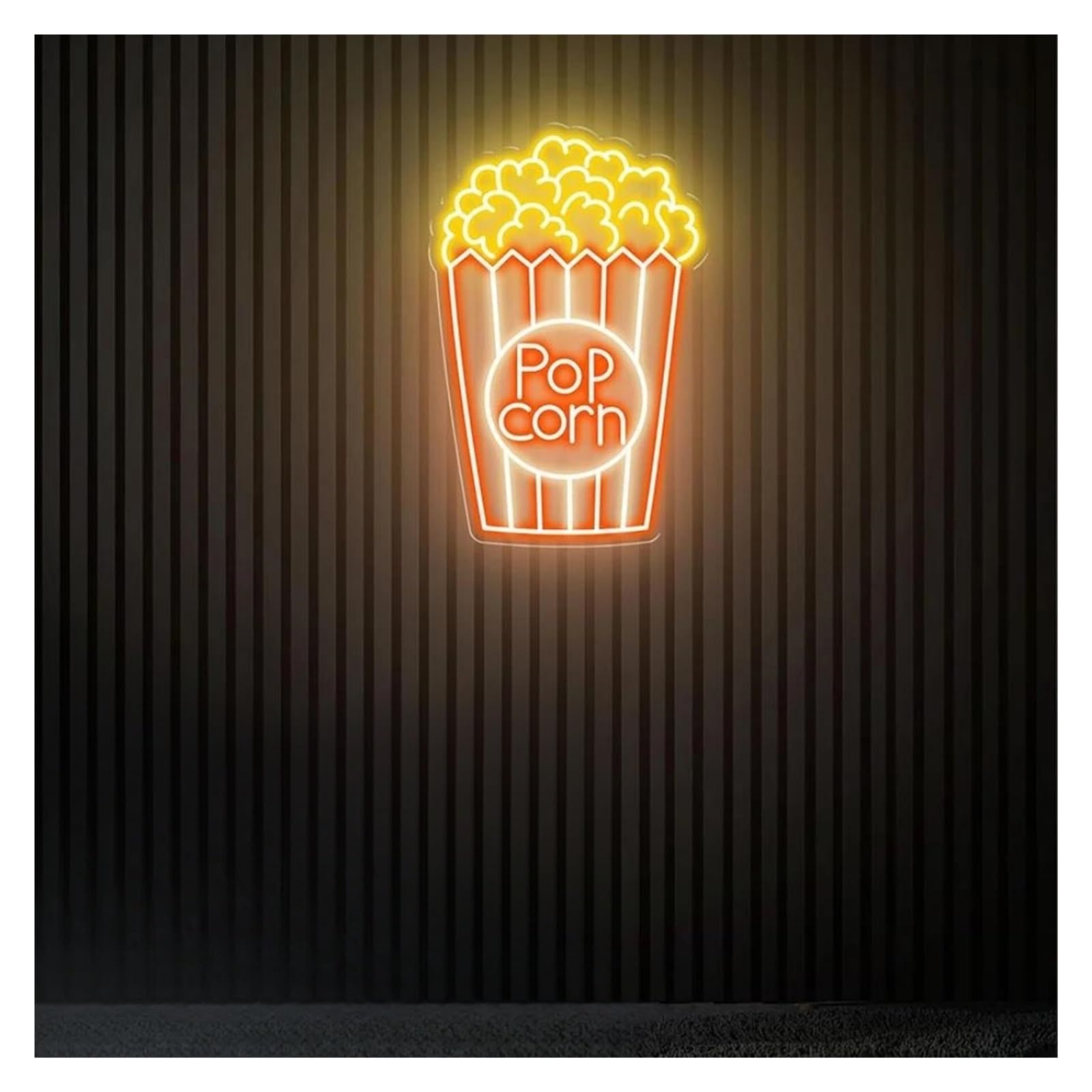 SHOUXI Sign Lamp Pop Corn Neon Sign Snack Bar Film Room Decor Popcorn Lights Dimmable Decoration(C,60X40CM)