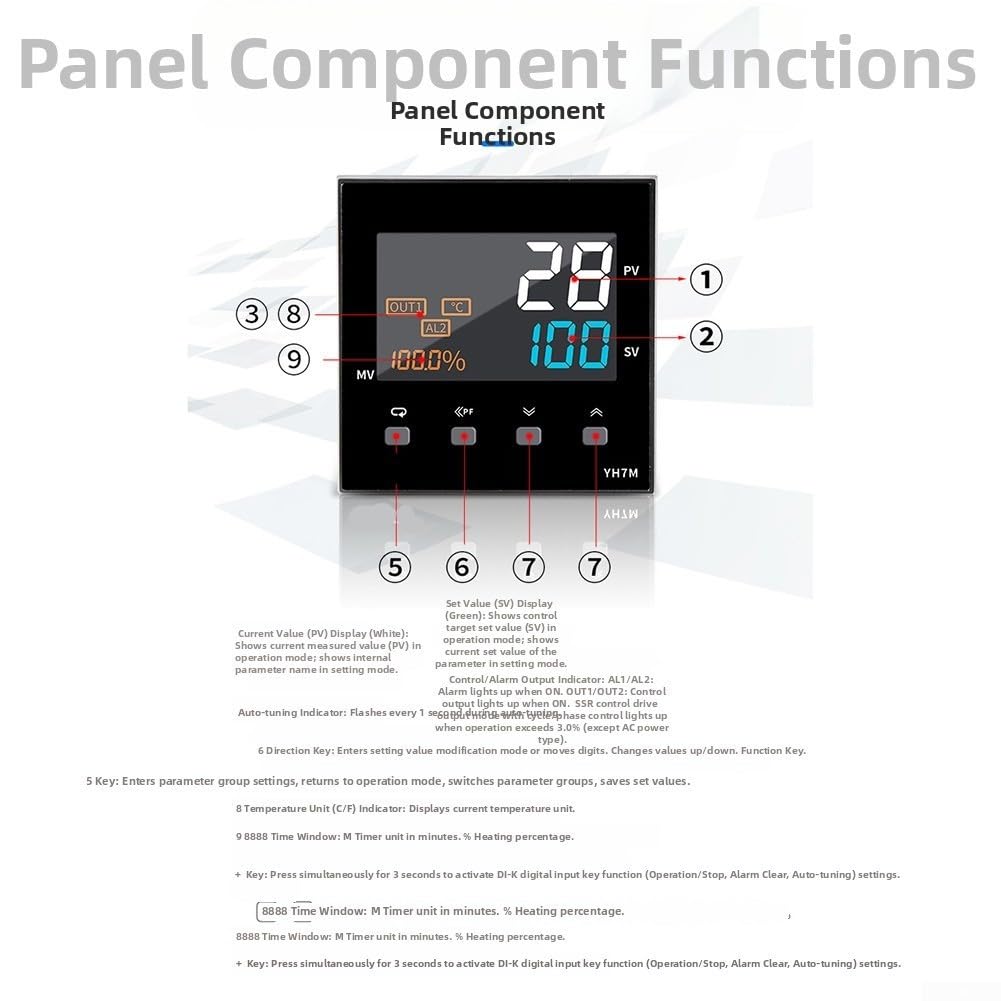 Zoegneer Kit regolatore di temperatura PID con termocoppia tipo K e relè doppio display uscita allarme per riscaldamento sistemi di raffreddamento Celsius Fahrenheit 96 x 48 mm (A)