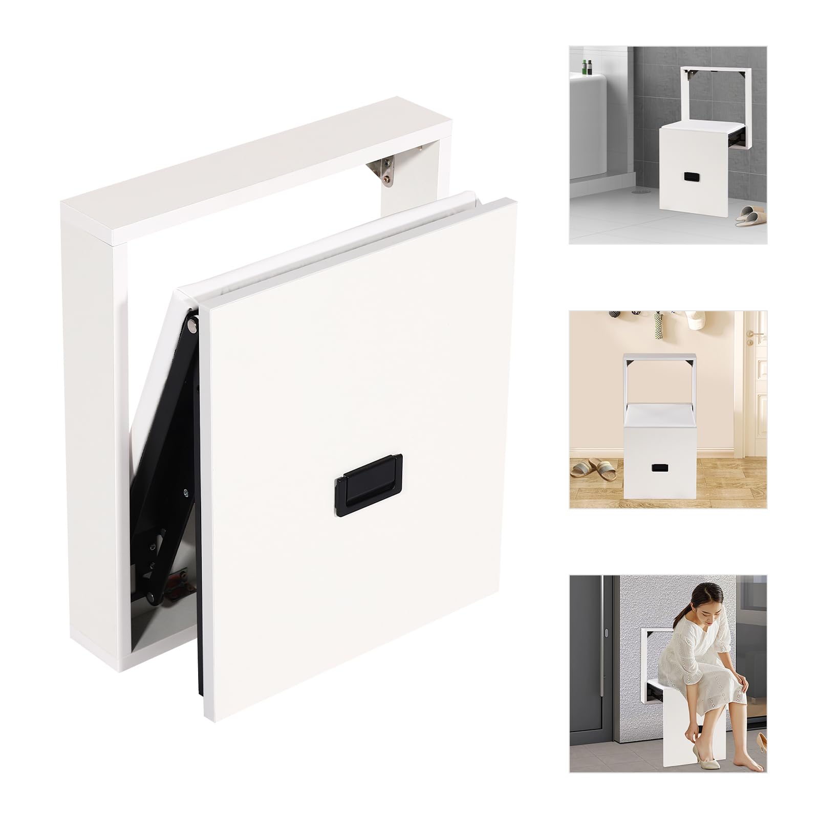 Silla Plegable de Pared, Silla Plegable de Montaje en Pared, 7.5cm de Grosor Plegable, Para Cambios Rápidos de Zapatos o Pausa para Descansa, Silla Plegable de Pared para Chimeneas, Armarios