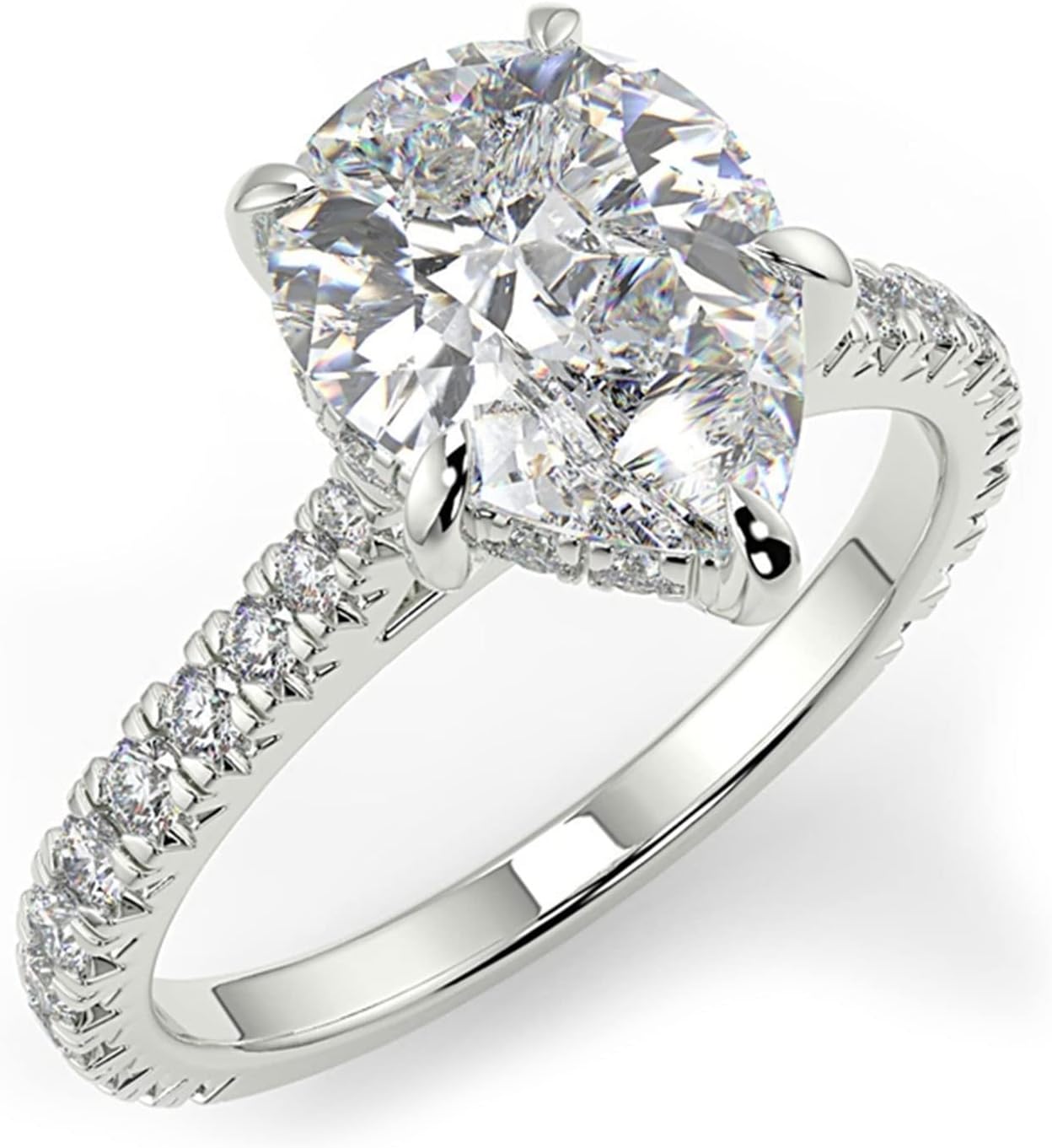 WSX 10/14/18K Gold 2ct Pear Moissanite Engagement Ring for Women Teardrop Moissanite Wedding Promise Statement Ring Size 4-12