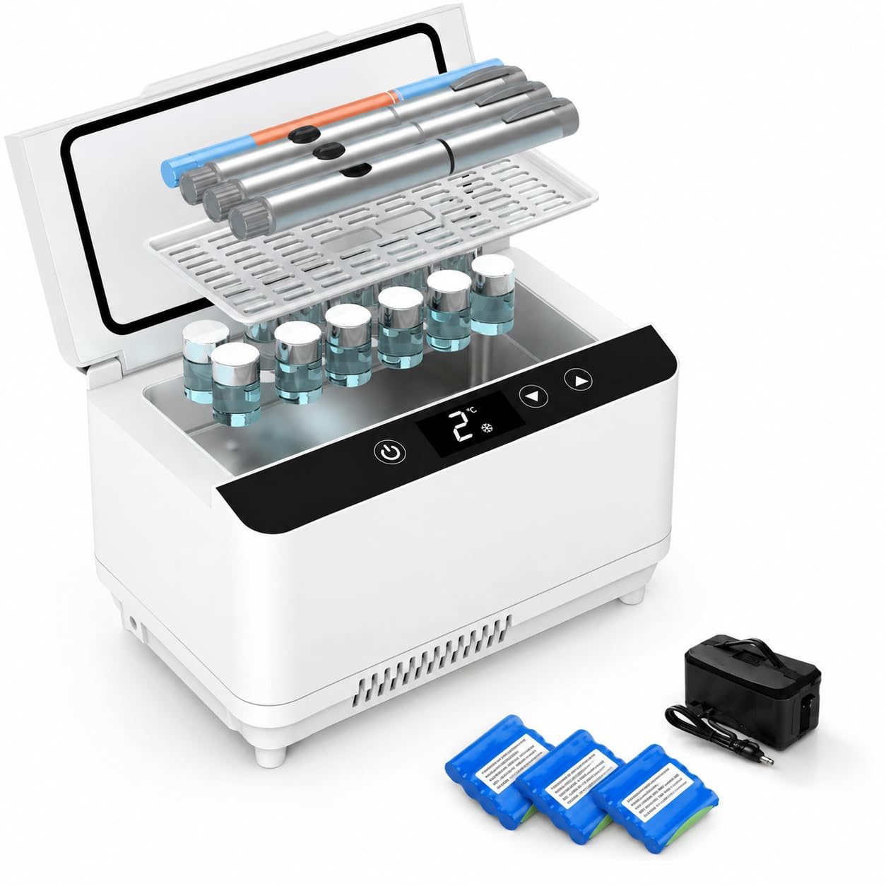 Generico Custodia Termica Portatile per insulina, Borsa da Viaggio per farmaci a Doppio Strato di Grande capacità con Funzione Mini Frigorifero USB.
