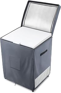Outdoor Deep Freezer Cover,Heavy Duty 600D 100% Waterproof Chest Freezer Cover,Freezer Covers for Outside 7.0 Cubic Chest Freezer,Top Can Be Opened by Zipper(33"W x 22.5"D x 33.5"H,Grey)