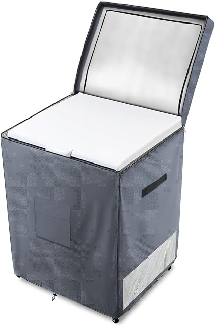 Outdoor Deep Freezer Cover,Heavy Duty 600D 100% Waterproof Chest Freezer Cover,Freezer Covers for Outside 7.0 Cubic Chest Freezer,Top Can Be Opened by Zipper(33"W x 22.5"D x 33.5"H,Grey)
