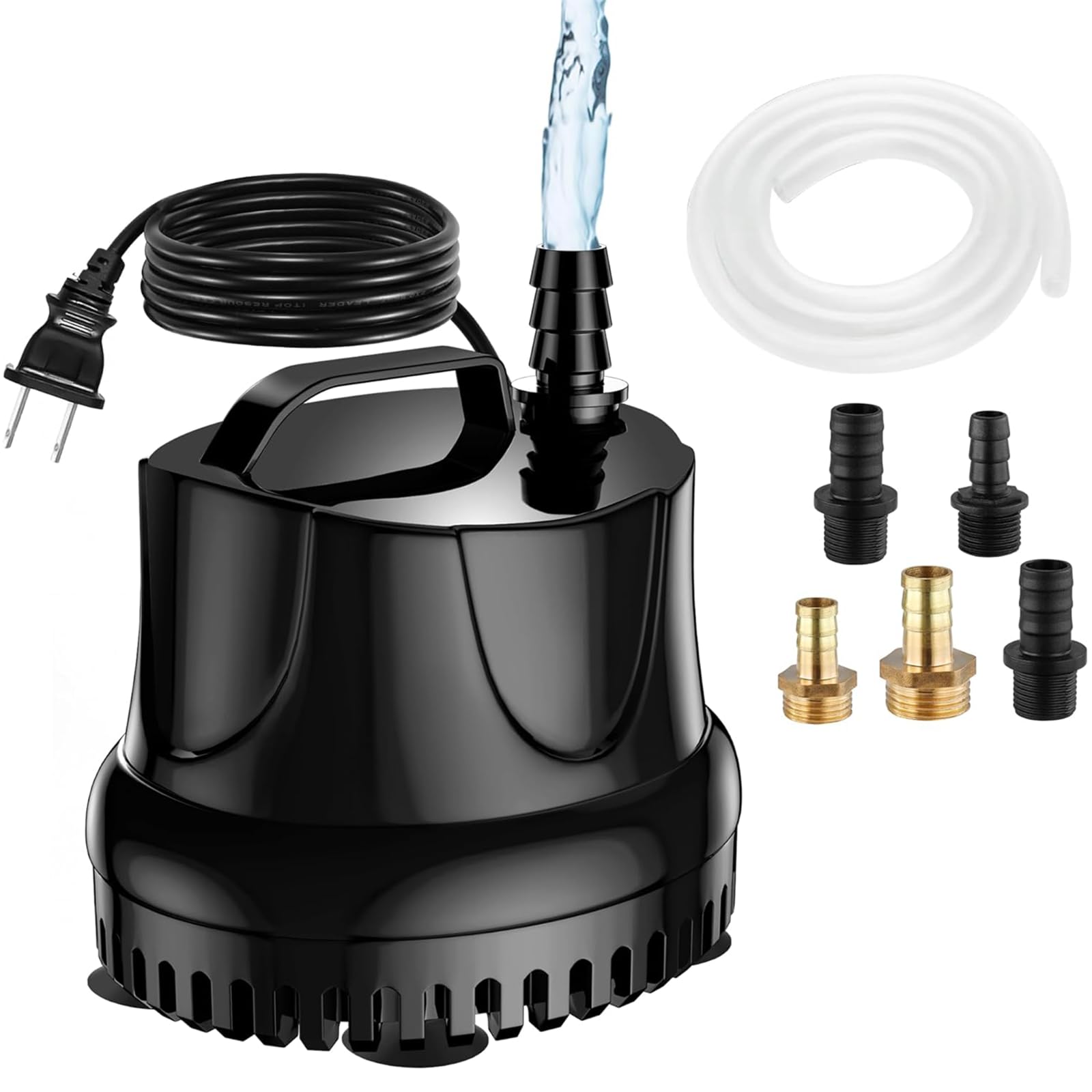 【升级款静音】水中ポンプ水槽ポンプ吐出量1200L/H電源コード付き最大揚程1.8M小型汚水ポンプ水槽用 排水ポンプ静音設計水耕栽培/水族館水換え/池/風呂水/ガーデン(25W-1200L/H)