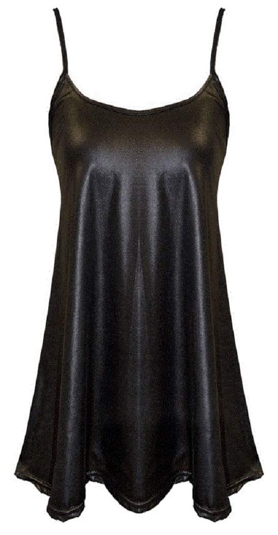 Crazy Girls Women Ladies PU PVC Wet Leather Look Bodycon Mini Midi Dress Tunic Top Peplum Skater Maxi Skirt Leggings 8-26 (16/18, Cami Dress)
