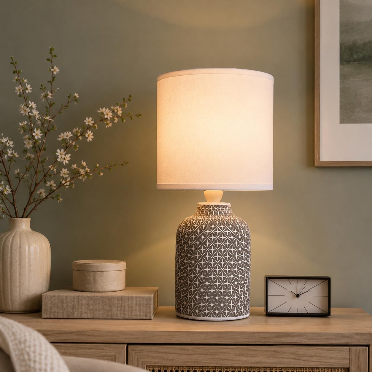 MAGIK Moroccan Hue Table Lamp (Taupe) Concrete Base, 5W E14 Base Bulb Included, for Bedroom, Dining, Living Room-image-29