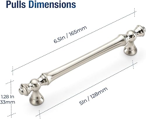 Miniatura 2 de JOY DECOR Paquete de 10 manijas de gabinete de cocina de níquel satinado cepillado de 5 pulgadas, tiradores de gabinete de cocina de zinc,