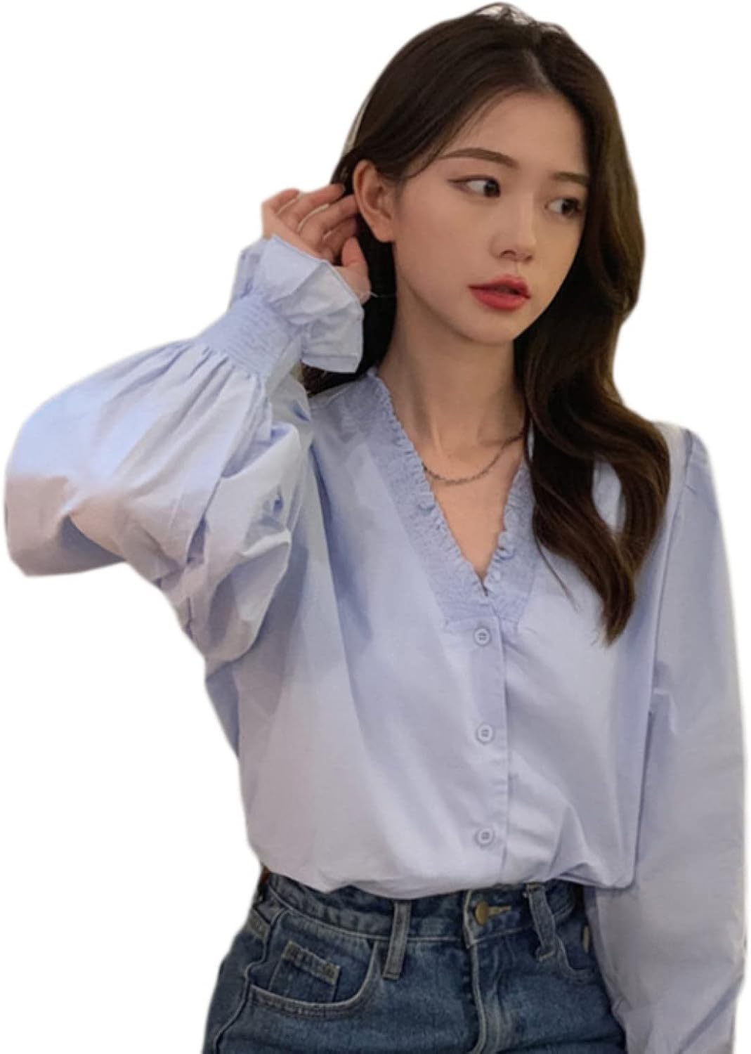 サラサラブラウス２枚組 ブラウス シャツブラウス ボリューム袖ブラウス レディース 開襟