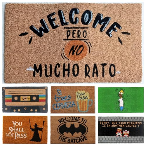 DONATELLA Felpudo Coco Dibujo con Base Antideslizante de PVC - 40x70 cm, Welcome
