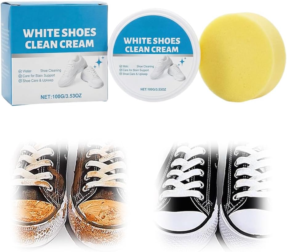 White Shoe Cleaner Cream,2026 New Multipurpose No Wash Cleaning Paste Removes Stains Dirt for Sneakers Soles