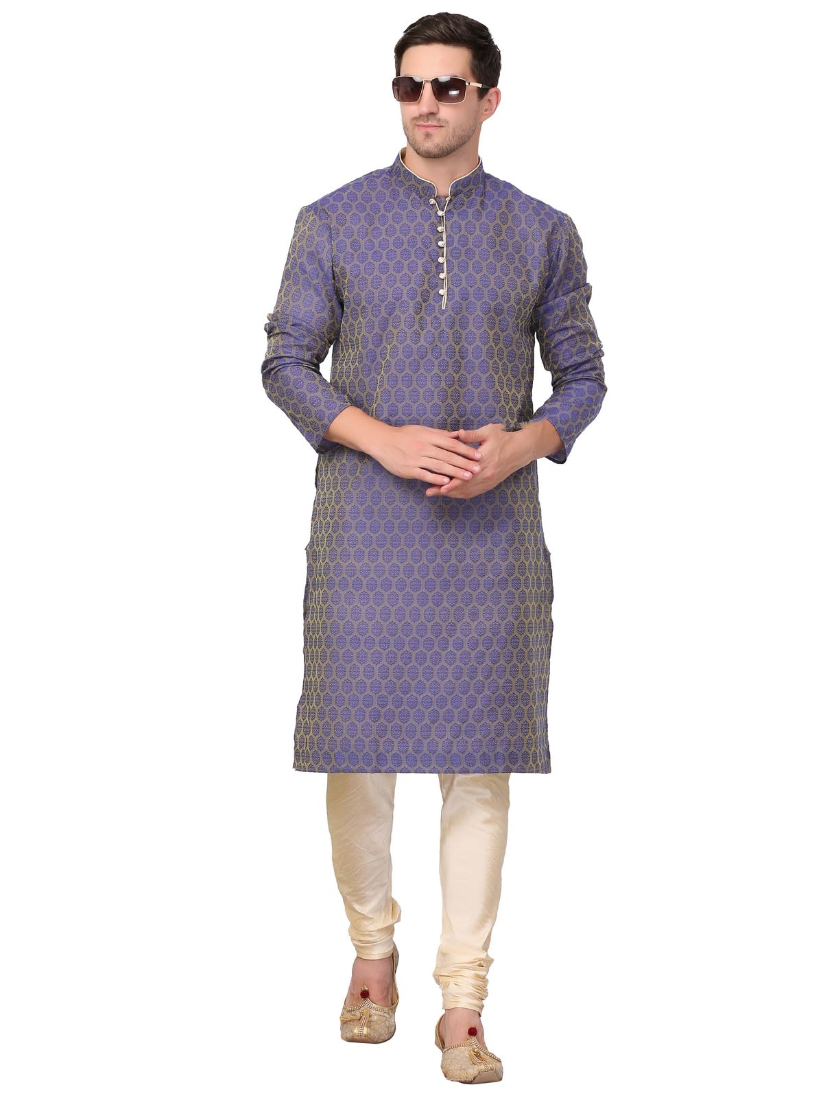 Men’s Cotton Jacquard Kurta and Churidar Set-image-33