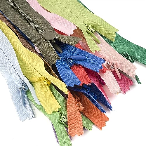 Fermetures à glissière en nylon lot de 10 zip fermés multicolores de 28 à 60 cm pour couture