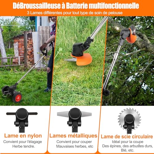 Rasentrimmer Mit Akku 21V Leichter Freischneider 2pcs 4.0Ah Akku 33~47in Rasentrimmer Teleskop-stiel Zum Trimmer Garten Motorsense Akku/Elektro Enthalten 3 Arten Von…