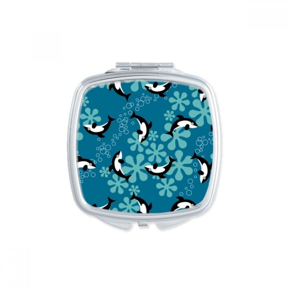 Miroir de poche carré poissons bleus et miroir compact de maquillage