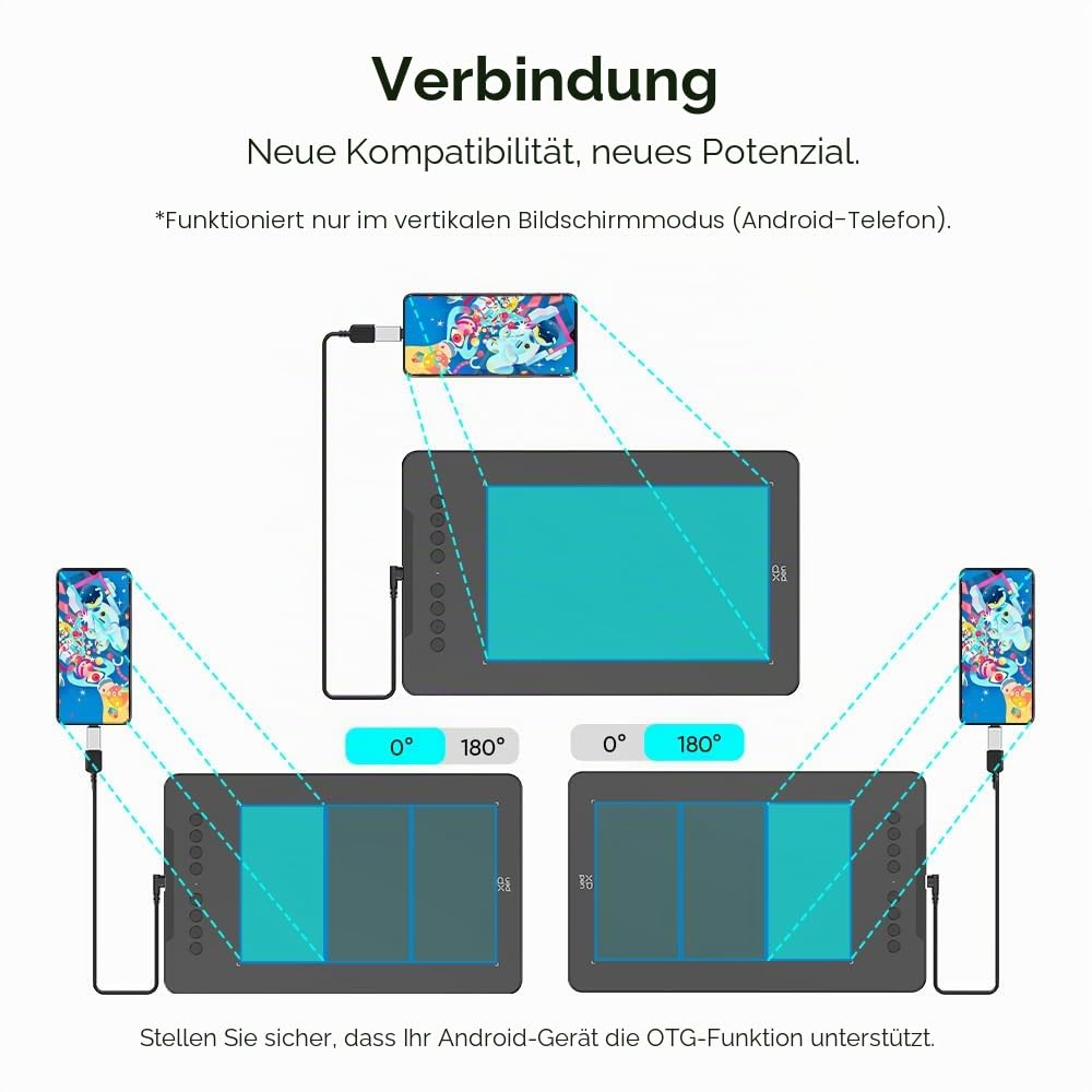 XP-Pen DECO01V2 Grafik-Tablet, Zeichnen, 10 x 6 Zoll, passiver Eingabestift, 8192 Stufen, Neigung und 8 Shortcuts, kompatibel mit Windows/Mac OS/ChromeBook/Android