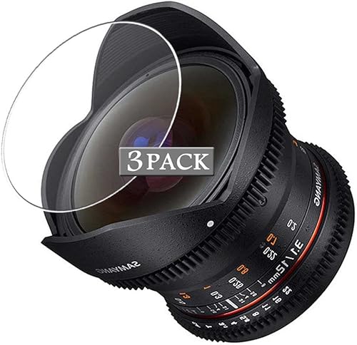 Vaxson 3-Pack Screen Protector, compatible with SAMYANG 12mm T3.1 VDSLR ED AS NCS Fish-eye TPU Film Protectors Sticker  Not Tempered Glass