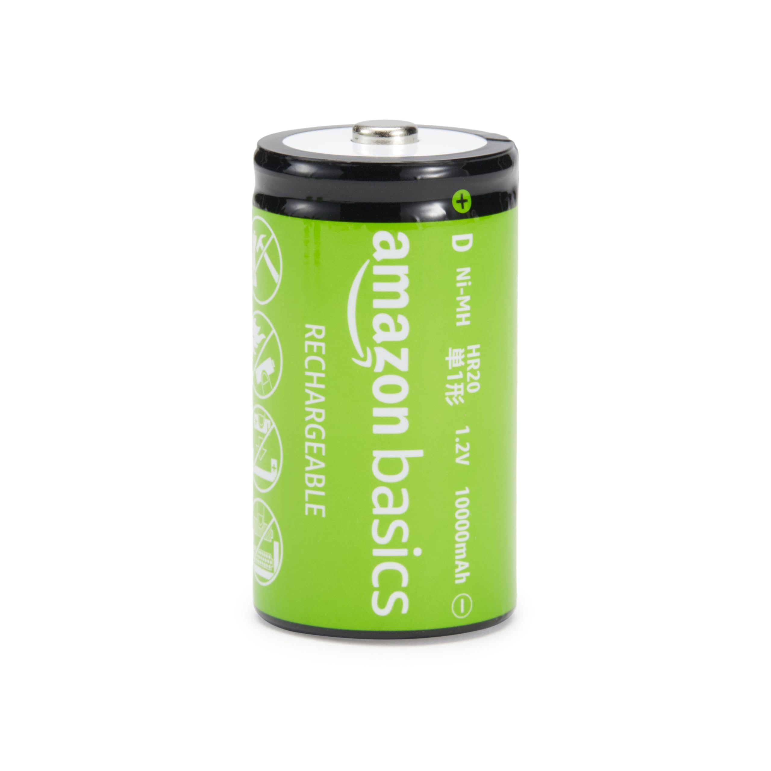 Amazon Basics - Paquete de 8 Pilas Recargables D NiMH, 10000 mAh, Recargables hasta 1000 Veces, precargadas