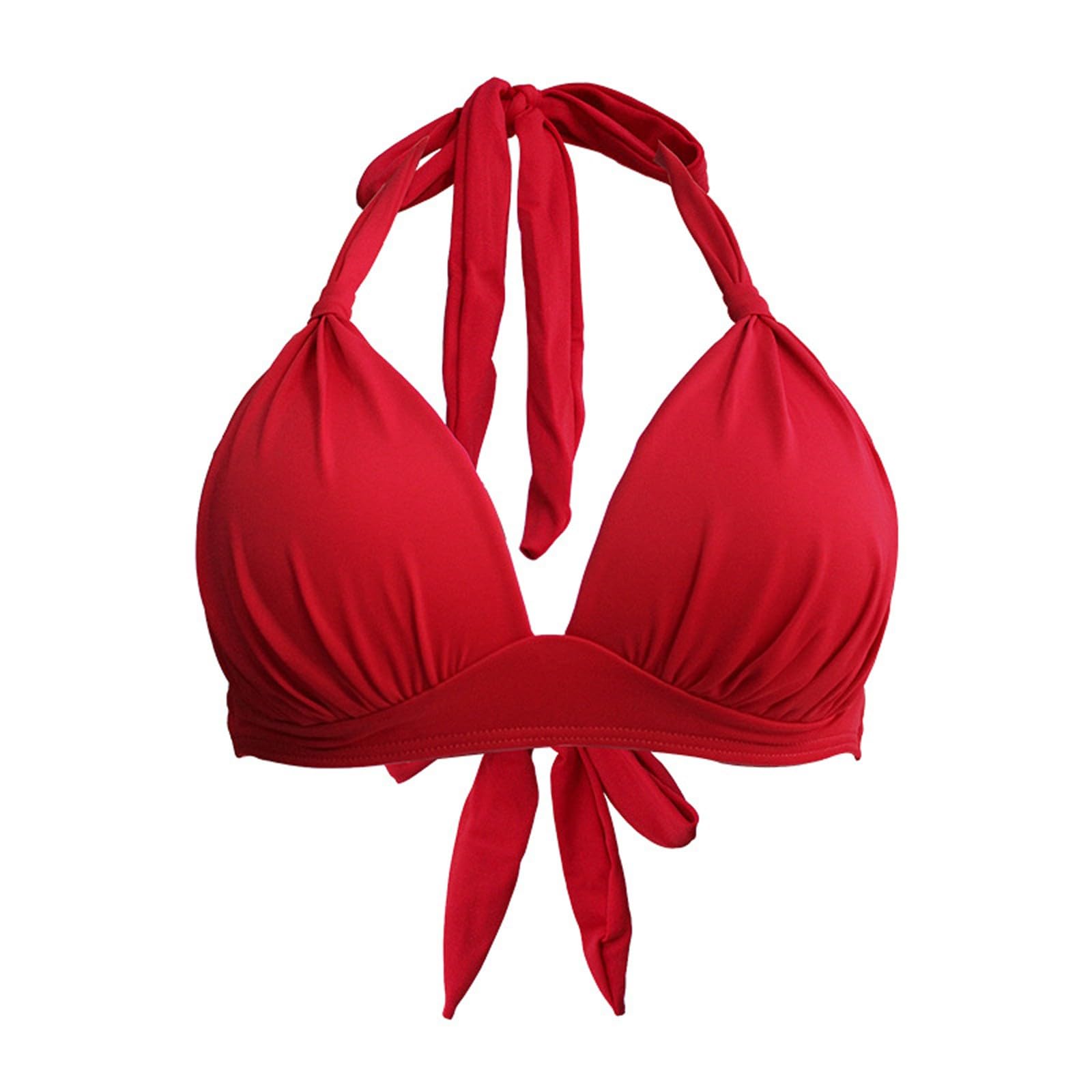 EQWIGKEIT Bikini Mujer con Relleno Y Push Up De Bikini Sin Espalda Pechos Grandes Bañador Traje De Baño Push Up Biquini Acolchado Ropa De Playa Bañadores Sujetador De Verano De Natacion Cuello En V con